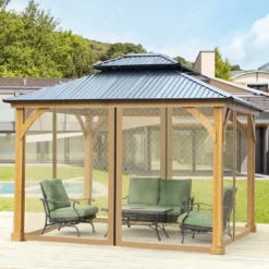 Aoodor Gazebo Netting Black 12' X 10' Polyester Screen Replacement 4 Panel Sidewalls For Patio (Only Netting) -Sunnydaze Decor Store GUEST 6190eb43 abdd 4372 9925 13b817bc7200 1