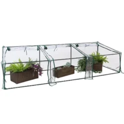 Sunnydaze Decor Sunnydaze Outdoor Portable Slanted Top Plant Shelter Mini Cloche Greenhouse With Zipper Doors - Clear -Sunnydaze Decor Store GUEST 61ae4e95 0160 48f6 9072 6b8916d3807f