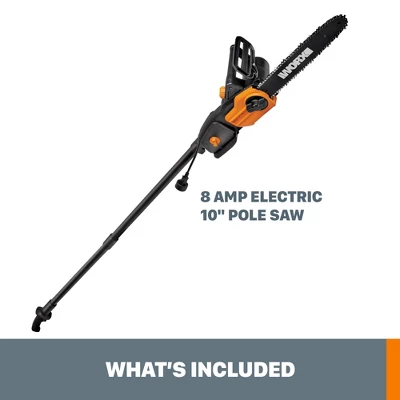 WG309 Worx 10" 2 In 1 Electric Chainsaw And Pole Saw Attachment With Auto-Tension, Rotating Handle And Safety Chain Brake 6 WG309 Worx 10" 2 In 1 Electric Chainsaw And Pole Saw Attachment With Auto-Tension, Rotating Handle And Safety Chain Brake - Image 6