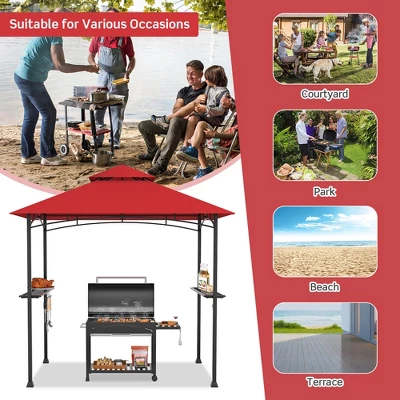 Tangkula 8' X 5' BBQ Grill Gazebo 2-Tier Barbecue Canopy Vented Top Shelves Shelter 4 Tangkula 8' X 5' BBQ Grill Gazebo 2-Tier Barbecue Canopy Vented Top Shelves Shelter - Image 4