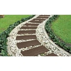 Flexon Rubber Railroad Tie Decorative Lawn And Garden Stepping Stone - Set Of 3 -Sunnydaze Decor Store GUEST 6209987f 3de6 4f10 acf2 db04b993859b