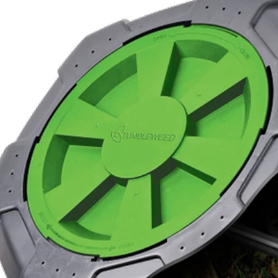 Tumbleweed 110 Liter 29 Gallon Indoor Outdoor Drum Waste Container Bin Garden Compost Tumbler With Stand And Twist Lid, Plastic, Black And Green 2 Tumbleweed 110 Liter 29 Gallon Indoor Outdoor Drum Waste Container Bin Garden Compost Tumbler With Stand And Twist Lid, Plastic, Black And Green - Image 2