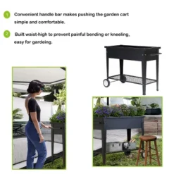 LuxenHome Black Mobile Metal Raised Garden Bed Planter Cart With Legs 11 LuxenHome Black Mobile Metal Raised Garden Bed Planter Cart With Legs -Sunnydaze Decor Store GUEST 62f0bbc7 2dbc 4f74 9e7a 674ab303ed5c