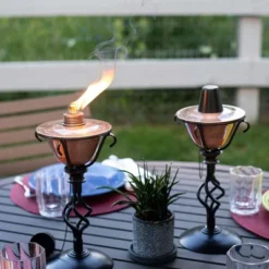 BirdRock Home 2-Pack Outdoor Wide Conical Torches - Tabletop Stand - Copper