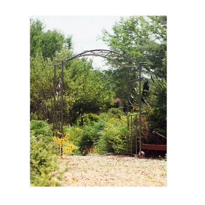 Achla Designs 84" Elegant Handcrafted Tuscany Iron Garden Arbor Graphite Powder Coated Finish 1 Achla Designs 84" Elegant Handcrafted Tuscany Iron Garden Arbor Graphite Powder Coated Finish