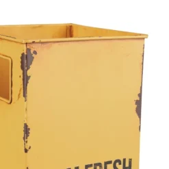 Distressed Yellow "Farm Fresh" Decorative Metal Planter Storage Tin - Foreside Home & Garden 5 Distressed Yellow "Farm Fresh" Decorative Metal Planter Storage Tin - Foreside Home & Garden -Sunnydaze Decor Store GUEST 6438fb59 6f1b 49bb a965 4d4576a879ea