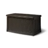 Suncast Resin Coffee Table With Storage & Suncast Resin Wicker 33 Gal. Trash Can