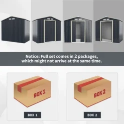 Costway Metal Storage Shed For Garden And Tools W/Sliding Double Lockable Doors 14 Costway Metal Storage Shed For Garden And Tools W/Sliding Double Lockable Doors -Sunnydaze Decor Store GUEST 64653940 3bf0 41f0 abad e26ab12a806f