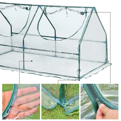 Aoodor 6' X 3 ' X 3' Portable Mini Greenhouse PE Cover 2 Zipper Door 3 Aoodor 6' X 3 ' X 3' Portable Mini Greenhouse PE Cover 2 Zipper Door - Image 3
