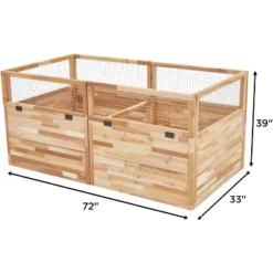 Jumbl Cedar Raised Garden Bed & Herb Planter Box W/Fence, 72"x39"x33"
