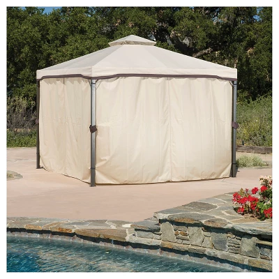 Skyline 10' X 10' Steel Patio Gazebo -Beige - Christopher Knight Home 3 Skyline 10' X 10' Steel Patio Gazebo -Beige - Christopher Knight Home - Image 3