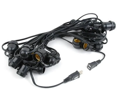 Novelty Lights Edison Outdoor String Lights With 25 In-Line Sockets Black Wire 37.5 Feet 2 Novelty Lights Edison Outdoor String Lights With 25 In-Line Sockets Black Wire 37.5 Feet - Image 2