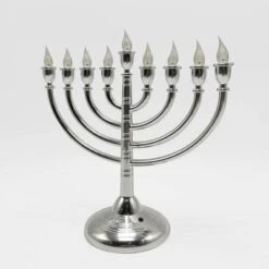 Lit Silver Menorah Hanukkah Novelty Silhouette Light Yellow - Spritz™