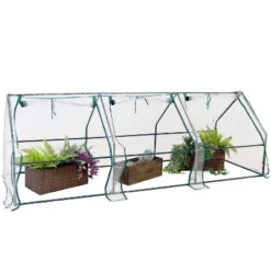 Sunnydaze Decor Sunnydaze Outdoor Portable Slanted Top Plant Shelter Mini Cloche Greenhouse With Zipper Doors - 36" - Clear 17 Sunnydaze Decor Sunnydaze Outdoor Portable Slanted Top Plant Shelter Mini Cloche Greenhouse With Zipper Doors - 36" - Clear -Sunnydaze Decor Store GUEST 683e5120 63d2 4fd8 a93b 6665b5d7d36d