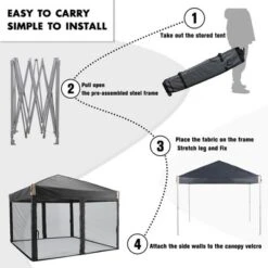 Aoodor 10' X 10' Pop Up Canopy Tent With Removable Mesh Sidewalls, Portable Instant Shade Canopy With Roller Bag -Sunnydaze Decor Store GUEST 6914112f 8208 4ed7 849f 20589f867c3d