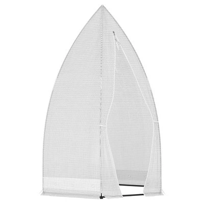Outsunny 55" X 55" X 71" PE Greenhouse, Portable Hot House For Plants With Zippered Door For Outdoor Garden, Or Patio, White 3 Outsunny 55" X 55" X 71" PE Greenhouse, Portable Hot House For Plants With Zippered Door For Outdoor Garden, Or Patio, White - Image 3
