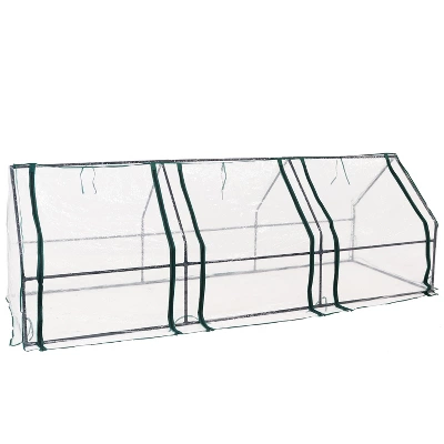 Sunnydaze Decor Sunnydaze Outdoor Portable Slanted Top Plant Shelter Mini Cloche Greenhouse With Zipper Doors - 36" - Clear 5 Sunnydaze Decor Sunnydaze Outdoor Portable Slanted Top Plant Shelter Mini Cloche Greenhouse With Zipper Doors - 36" - Clear - Image 5