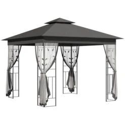 Outsunny 10' X 10' Outdoor Patio Gazebo Canopy With 2-Tier Polyester Roof, Mesh Netting Sidewalls, And Steel Frame -Sunnydaze Decor Store GUEST 6ada95f6 1e33 4b95 ac58 c194e27d312d