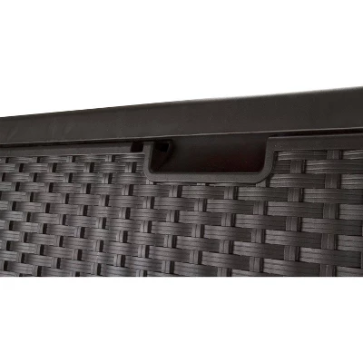 Suncast Trash Hideaway Outdoor Garbage Bin & 99 Gallon Deck Box W/ Seat, Java 2 Suncast Trash Hideaway Outdoor Garbage Bin & 99 Gallon Deck Box W/ Seat, Java - Image 2