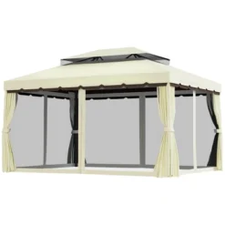 Outsunny 10' X 13' Soft Top Outdoor Patio Gazebo With Polyester Curtains & Air Netting Venting Screens & Aluminum Frame, Cream White 7 Outsunny 10' X 13' Soft Top Outdoor Patio Gazebo With Polyester Curtains & Air Netting Venting Screens & Aluminum Frame, Cream White -Sunnydaze Decor Store GUEST 6cea2e0c 0107 4437 8756 c85ac8bc328d