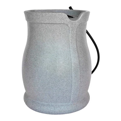 FCMP Outdoor Catalina 45 Gallon Water Rain Catcher Barrel With Flat Back For Watering Outdoor Plants, Gardens, And Landscapes, Light Granite (2 Pack) 2 FCMP Outdoor Catalina 45 Gallon Water Rain Catcher Barrel With Flat Back For Watering Outdoor Plants, Gardens, And Landscapes, Light Granite (2 Pack) - Image 2