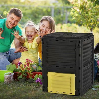 Outsunny Garden Compost Bin 80 Gallon Outdoor Large Capacity Composter Fast Create Fertile Soil Aerating Box, Easy Assembly 1 Outsunny Garden Compost Bin 80 Gallon Outdoor Large Capacity Composter Fast Create Fertile Soil Aerating Box, Easy Assembly