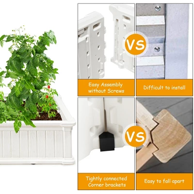 48''x24''Raised Garden Bed Rectangle Plant Box Planter Flower Vegetable White 2 48''x24''Raised Garden Bed Rectangle Plant Box Planter Flower Vegetable White - Image 2
