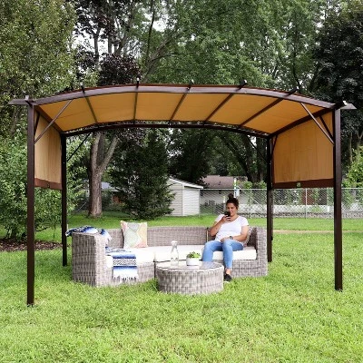 Sunnydaze Decor Sunnydaze 9' X 12' Metal Arched Pergola With Retractable Canopy 7 Sunnydaze Decor Sunnydaze 9' X 12' Metal Arched Pergola With Retractable Canopy - Image 7