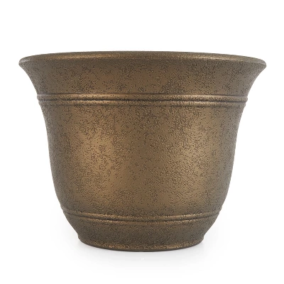 HC Companies SRA10001P02 Sierra 10 Inch Self Watering Round Weather Resistant Plastic Resin Flower Garden Planter Pot Container, Celtic Bronze 2 HC Companies SRA10001P02 Sierra 10 Inch Self Watering Round Weather Resistant Plastic Resin Flower Garden Planter Pot Container, Celtic Bronze - Image 2