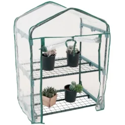 Sunnydaze Decor Sunnydaze Outdoor Portable Growing Rack 2-Tier Greenhouse With PVC Roll-Up Door - 2 Shelves - Clear -Sunnydaze Decor Store GUEST 71284fb1 c763 4edd 994a 00d7d9fd8688