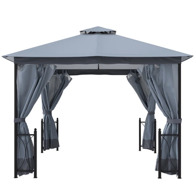 Outsunny 13' X 11' Patio Gazebo Canopy Garden Tent Sun Shade, Outdoor Shelter With 2 Tier Roof, Netting And Curtains, Steel Frame For Patio, Backyard, Garden 3 Outsunny 13' X 11' Patio Gazebo Canopy Garden Tent Sun Shade, Outdoor Shelter With 2 Tier Roof, Netting And Curtains, Steel Frame For Patio, Backyard, Garden - Image 3