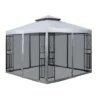SUGIFT 10' X 10' Outdoor Patio Gazebo Canopy With Mesh Netting Sidewalls And Steel Frame - Light Gray