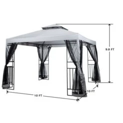 SUGIFT 10' X 10' Outdoor Patio Gazebo Canopy With Mesh Netting Sidewalls And Steel Frame - Light Gray 11 SUGIFT 10' X 10' Outdoor Patio Gazebo Canopy With Mesh Netting Sidewalls And Steel Frame - Light Gray -Sunnydaze Decor Store GUEST 72236d8f 9d95 47df 933e f565c6081500