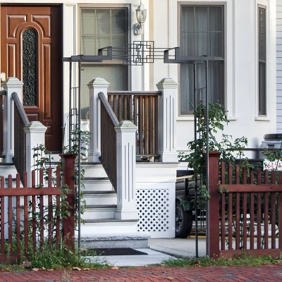 Achla Designs 95.5" Elegant Handcrafted Square-on-Square Iron Garden Arbor Graphite Powder Coated Finish 7 Achla Designs 95.5" Elegant Handcrafted Square-on-Square Iron Garden Arbor Graphite Powder Coated Finish - Image 7