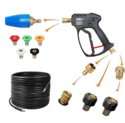 EDOU Direct Pressure Washer Short Gun Kit With 3/8" Quick-Connect, 1/4" Quick-Connect M22-15 Hose Connector, 5 Spray Nozzles - 5,000 PSI 5 EDOU Direct Pressure Washer Short Gun Kit With 3/8" Quick-Connect, 1/4" Quick-Connect M22-15 Hose Connector, 5 Spray Nozzles - 5,000 PSI -Sunnydaze Decor Store GUEST 72e8f9d6 41d1 45a6 91c8 c56753f6d387
