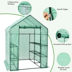 Costway Walk-in Greenhouse 56''x56''x77'' Gardening W/Observation Windows 2 Tier 8 Shelves 13 Costway Walk-in Greenhouse 56''x56''x77'' Gardening W/Observation Windows 2 Tier 8 Shelves -Sunnydaze Decor Store GUEST 73620d5e 81f3 43bc 8ef7 3b1b6d96155c
