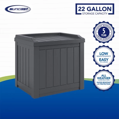 Suncast 22-Gallon Indoor Or Outdoor Backyard Patio Small Storage Deck Box With Attractive Bench Seat And Reinforced Lid, Cyberspace (3 Pack) 4 Suncast 22-Gallon Indoor Or Outdoor Backyard Patio Small Storage Deck Box With Attractive Bench Seat And Reinforced Lid, Cyberspace (3 Pack) - Image 4