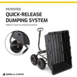 Gorilla Carts 1500 Pound Capacity Heavy Duty Poly Yard Garden Steel Dump Utility Wheelbarrow Wagon Cart With 2 In 1 Towing ATV Handle, Black 6 Gorilla Carts 1500 Pound Capacity Heavy Duty Poly Yard Garden Steel Dump Utility Wheelbarrow Wagon Cart With 2 In 1 Towing ATV Handle, Black -Sunnydaze Decor Store GUEST 739621bc 0165 4866 8666 186ce89e7988