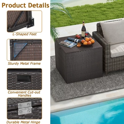 Costway 72 Gallon Patio Rattan Wicker Storage Deck Box Container With Liner Garden 8 Costway 72 Gallon Patio Rattan Wicker Storage Deck Box Container With Liner Garden - Image 8