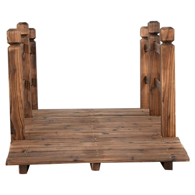 Costway 5' Wooden Bridge Stained Finish Decorative Solid Wood Garden Pond Arch Walkway 8 Costway 5' Wooden Bridge Stained Finish Decorative Solid Wood Garden Pond Arch Walkway - Image 8