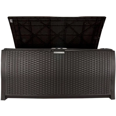 Suncast Trash Hideaway Outdoor Garbage Bin & 99 Gallon Deck Box W/ Seat, Java 3 Suncast Trash Hideaway Outdoor Garbage Bin & 99 Gallon Deck Box W/ Seat, Java - Image 3