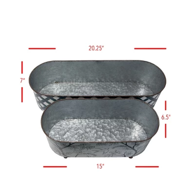 Set Of 2 Multicolored Galvanized Metal Planters With Round Feet - Foreside Home & Garden 6 Set Of 2 Multicolored Galvanized Metal Planters With Round Feet - Foreside Home & Garden - Image 6