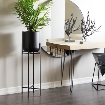 Olivia & May Modern With Stand Iron Planter Pots Black 14 Olivia & May Modern With Stand Iron Planter Pots Black - Image 14