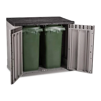 Toomax Stora Way All-Weather Outdoor XL Horizontal 5' X 3' Storage Shed Cabinet For Trash Can, Garden Tools, & Yard Equipment, Taupe Gray/Brown 3 Toomax Stora Way All-Weather Outdoor XL Horizontal 5' X 3' Storage Shed Cabinet For Trash Can, Garden Tools, & Yard Equipment, Taupe Gray/Brown - Image 3