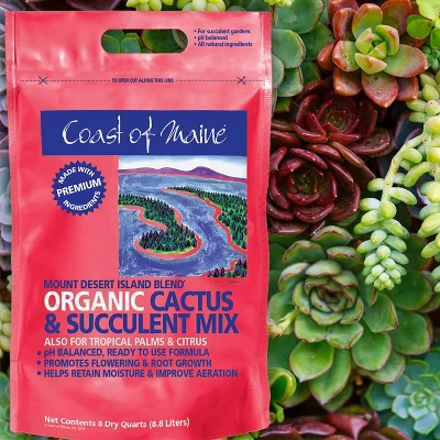 Coast Of Maine Indoor Outdoor Mount Desert Island Blend Organic Cactus And Succulent Potting Soil Mix With Beneficial Nutrients, 8 Quart Bag 2 Coast Of Maine Indoor Outdoor Mount Desert Island Blend Organic Cactus And Succulent Potting Soil Mix With Beneficial Nutrients, 8 Quart Bag - Image 2