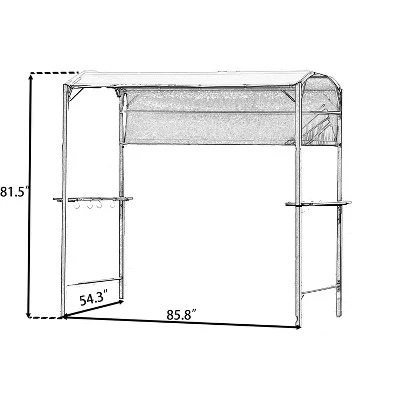 SUGIFT 7 Ft Outdoor Grill Gazebo BBQ Canopy With Side Awning In Gray 6 SUGIFT 7 Ft Outdoor Grill Gazebo BBQ Canopy With Side Awning In Gray - Image 6