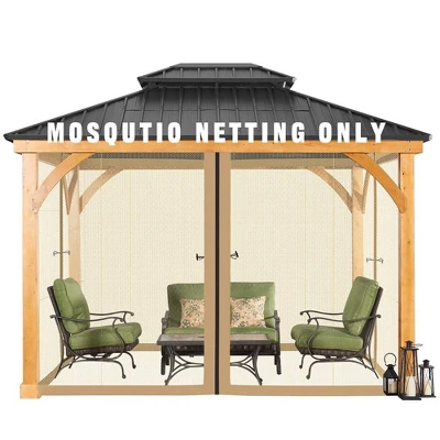 Aoodor Gazebo Netting Black 12' X 12' Polyester Screen Replacement 4 Panel Sidewalls For Patio (Only Netting) 8 Aoodor Gazebo Netting Black 12' X 12' Polyester Screen Replacement 4 Panel Sidewalls For Patio (Only Netting) - Image 8