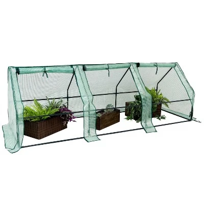 Sunnydaze Decor Sunnydaze Outdoor Portable Slanted Top Plant Shelter Mini Cloche Greenhouse With Zipper Doors - 36" - Green 8 Sunnydaze Decor Sunnydaze Outdoor Portable Slanted Top Plant Shelter Mini Cloche Greenhouse With Zipper Doors - 36" - Green - Image 8