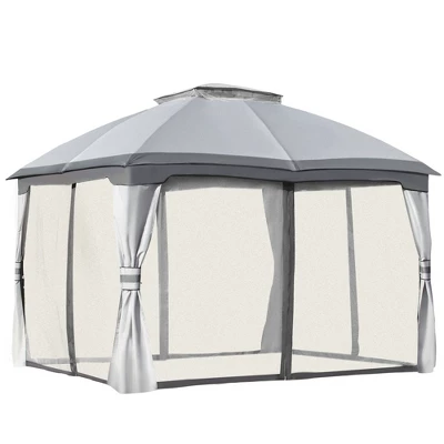 Outsunny 10' X 12' Outdoor Gazebo, Patio Gazebo Canopy Shelter W/ Double Vented Roof, Zippered Mesh Sidewalls, Solid Steel Frame 8 Outsunny 10' X 12' Outdoor Gazebo, Patio Gazebo Canopy Shelter W/ Double Vented Roof, Zippered Mesh Sidewalls, Solid Steel Frame - Image 8