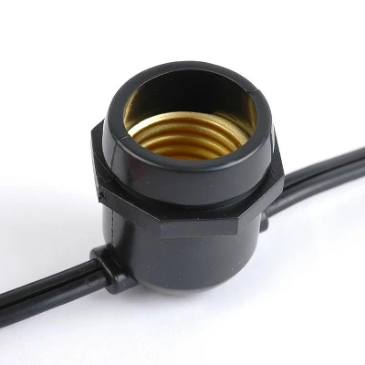 Novelty Lights Edison Outdoor String Lights With 25 In-Line Sockets Black Wire 37.5 Feet 1 Novelty Lights Edison Outdoor String Lights With 25 In-Line Sockets Black Wire 37.5 Feet